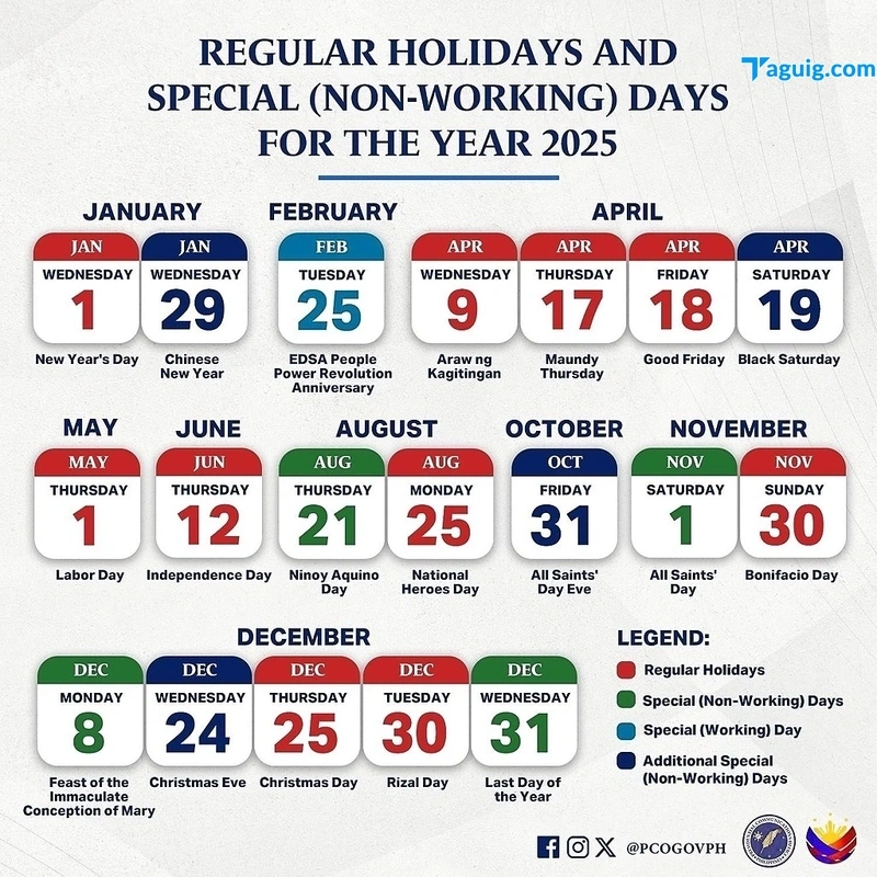 National Holidays Para Sa 2025 Inilabas Na Ng Malakanyang May Bagong